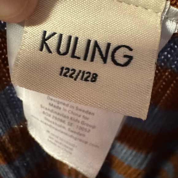 Kuling Kids Merino Wool Leggings Size 122/128 Brown Blue Striped - Picture 6 of 8